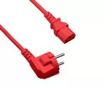 Power cord Europe CEE 7/7 90° to C13, 0,75mm², VDE, red, length 1,80m